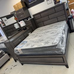4-pc Bedroom Curtís Colección Dark Grey 