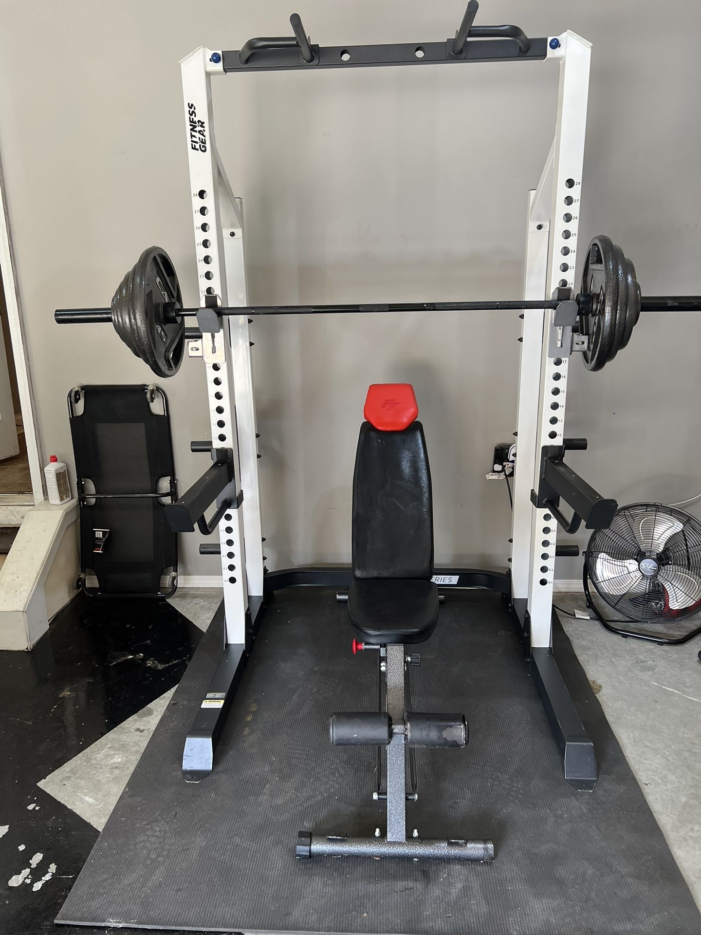 Complete Home Gym Setup – 300 lbs Weights + Bench + Bars + Squat Rack