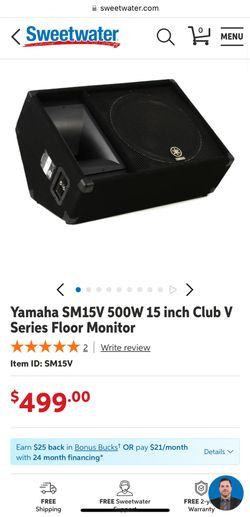 Yamaha SM15V 500W 15 inch Club V Series Floor Monitor