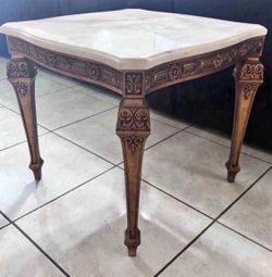 Antique Bronze & Marble End Table 24”x24”x22”H