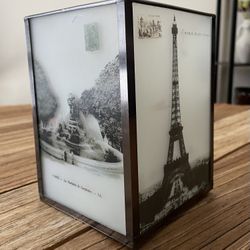 Z Gallerie Glass Paris France Postcards Candle Holder 