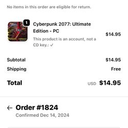 Cyber Punk 2077 Steam Account For Pc