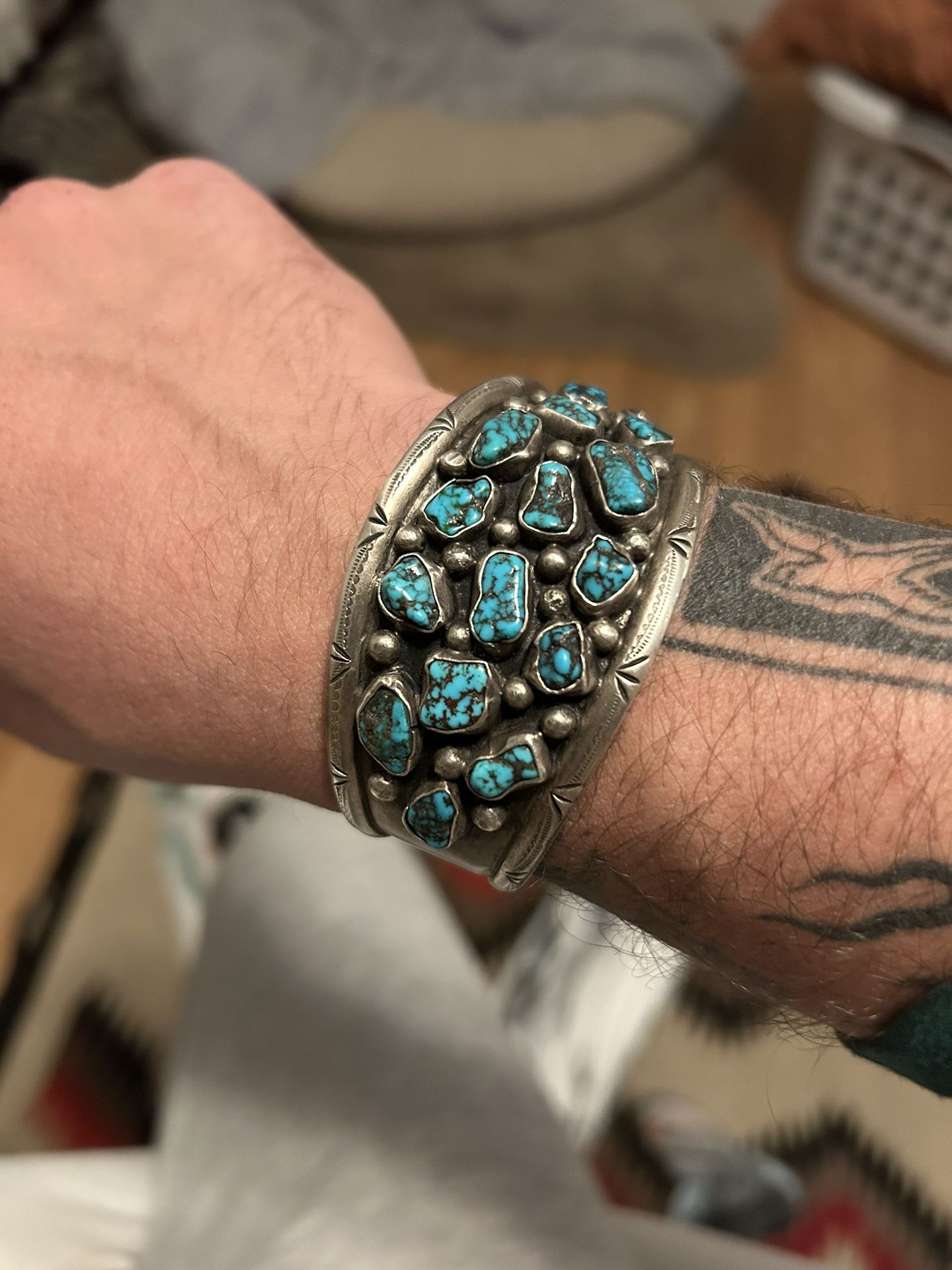 Sterling Silver Turquoise Navajo Men’s Cuff Bracelet 