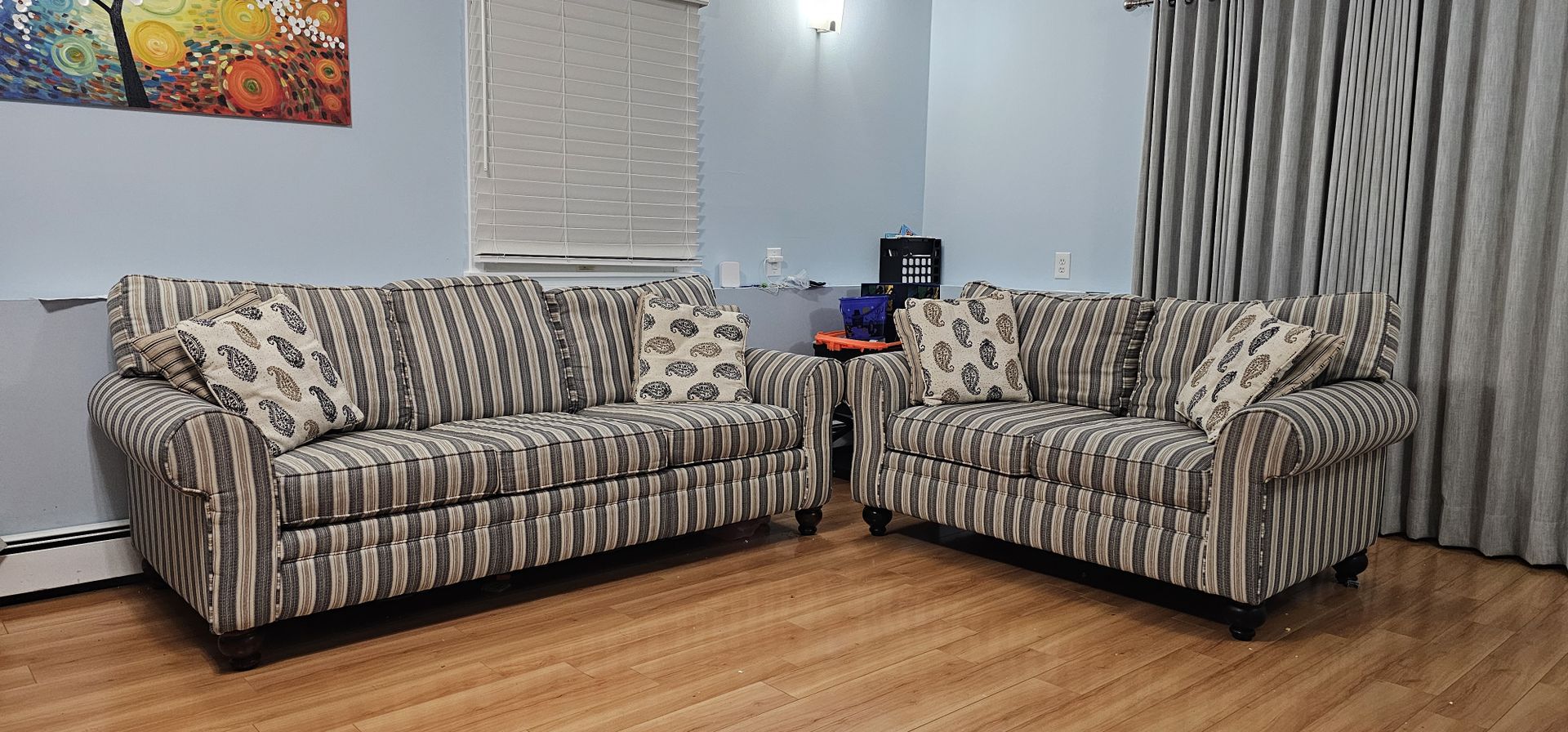 Must Go 2-piece Striped Sofa Set with Sofa Bed