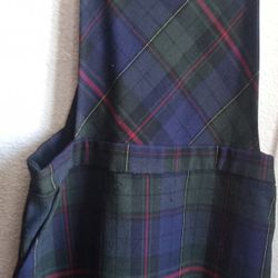 Girls/Teens Green Plaid Overall Dress Size Small In Excellent Condition 