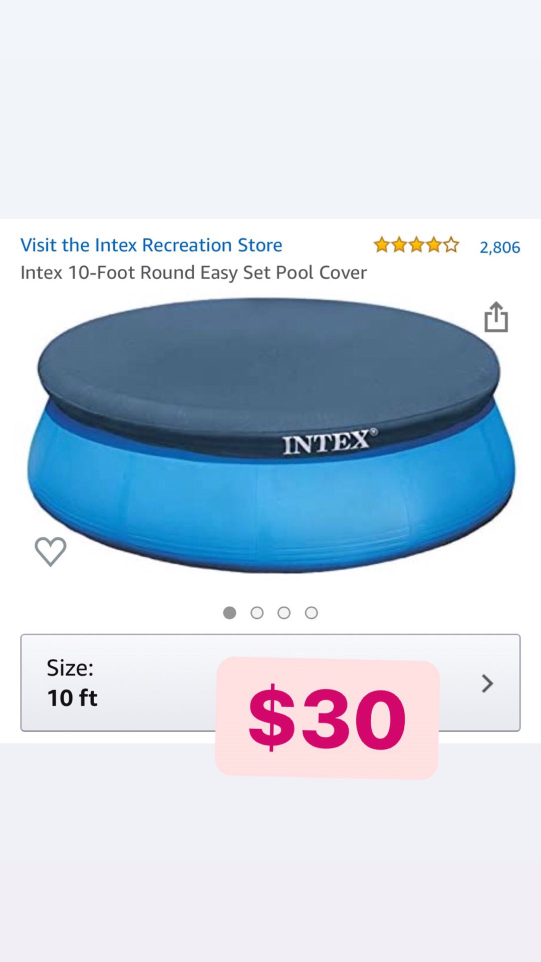 Intex 10ft Round Easy Set Pool Cover