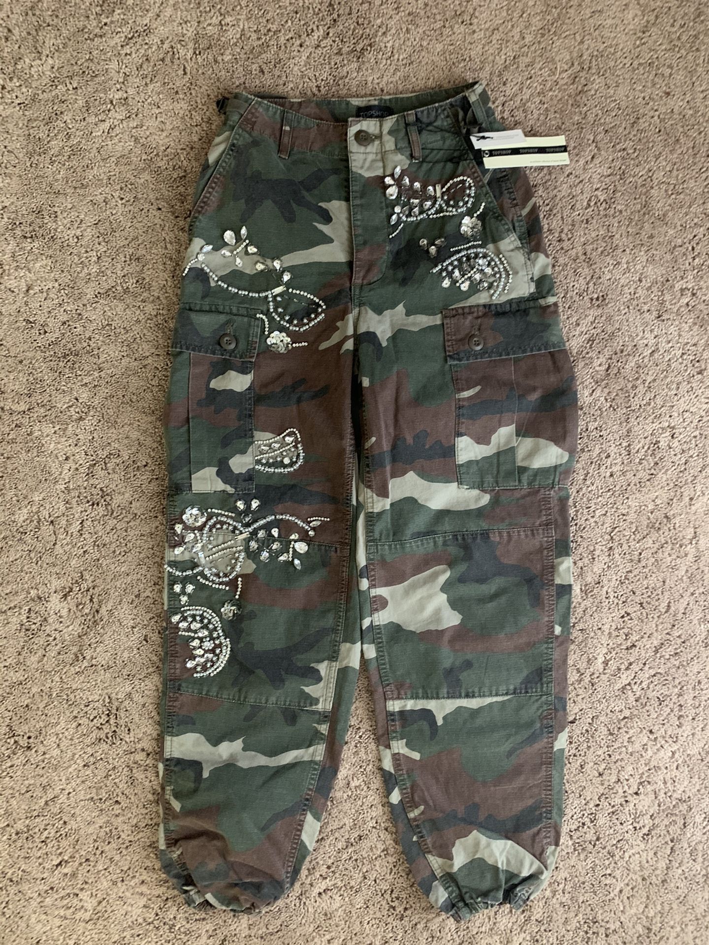 Women’s topshop camo pants size 0