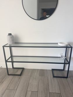 Black Metal and Glass Console Table