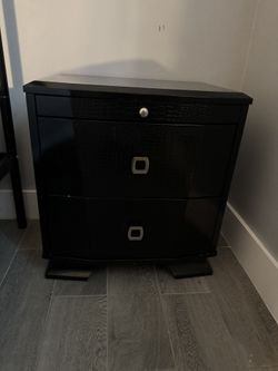 Black Nightstand with Drawers