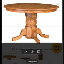 Solid Oak Table w/ Leaves & 6 Matching Chairs