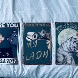 Cute Cat Tin Posters / Art 8x12 