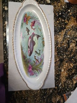 Antique Porcelane Oval, Standalone Serving Platter