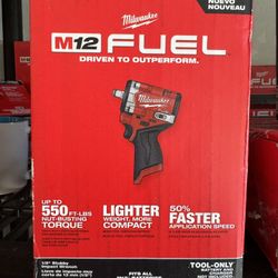 Milwaukee M12 FUEL 12V Lithium-Ion Brushless Cordless Stubby 1/2 in. Impact Wrench (Tool-Only)
