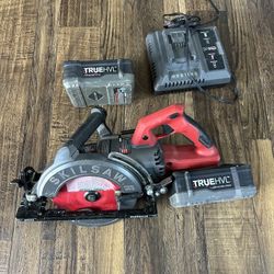 SKIL SPTH 77 M-22 7-1/4" TRUEHVL 48V Worm Drive Saw Kit 2 Batteries & Charger