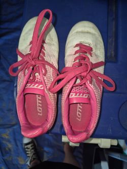 Pink & white cleats