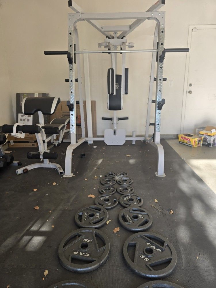 Smith Machine , Olympic Weights, Gym Equipment, Bench Press