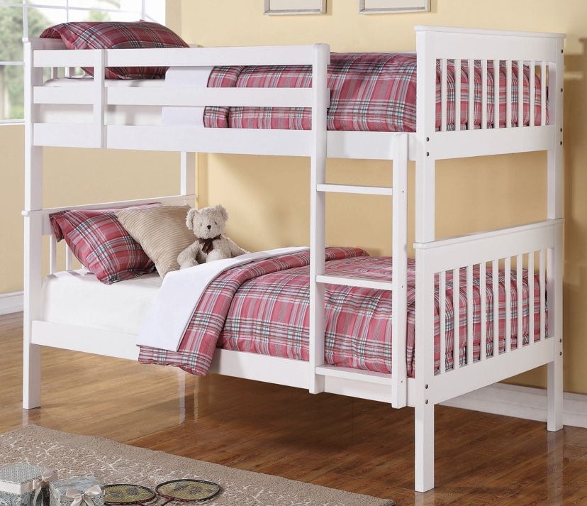 White Twin over Twin bunk bed