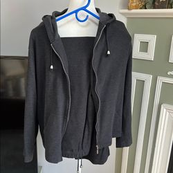 Liz Claiborne Charcoal Zip-Up Hoodie & Pants Set
