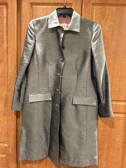 Oscar de la Renta Silver Silk Coat size 6