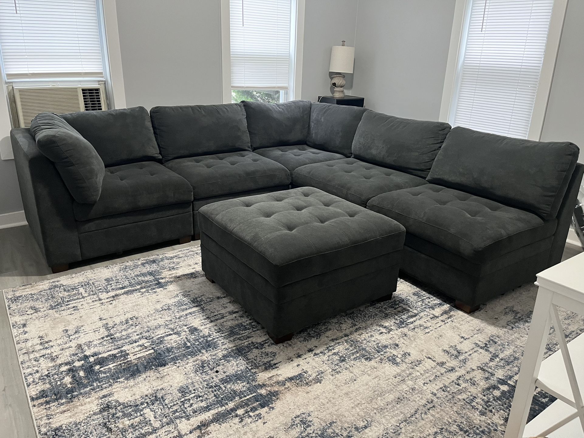 Tisdale Modular Sectional 6-piece Dark Gray with Storage Ottoman