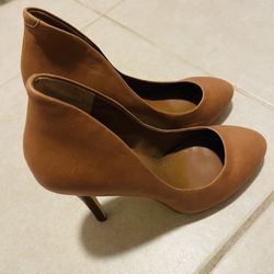 Bcbg Generation Cognac Leather Heels 5 In NEW 