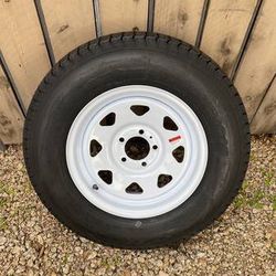 BRAND NEW single 205/75/15 ST205/75D15 trailer tire and wheel 5x4.5