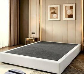 7 Inch Queen of Box Springs，Metal Bed Frame Base， Easy Assembly with Fabric Cover, Durable Support，Noise-Free, SET UP ONCE MAY BE MISSED A COUPLE SCRE