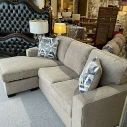 Light Brown Chenille Fabric Sofa Chaise