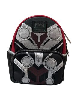 Loungefly Marvel Thor Shine Cosplay Mini Backpack Black Red Silver NWT