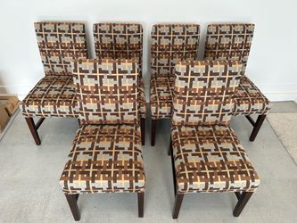 Set of 6 Upholstered Dining Chairs – Unique Geometric Design – Excellent Condition