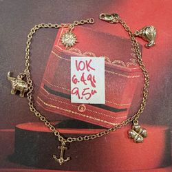 10K Rose Gold Ankle Bracelet For Wedding 6.4Gr 9.5 Inches Long