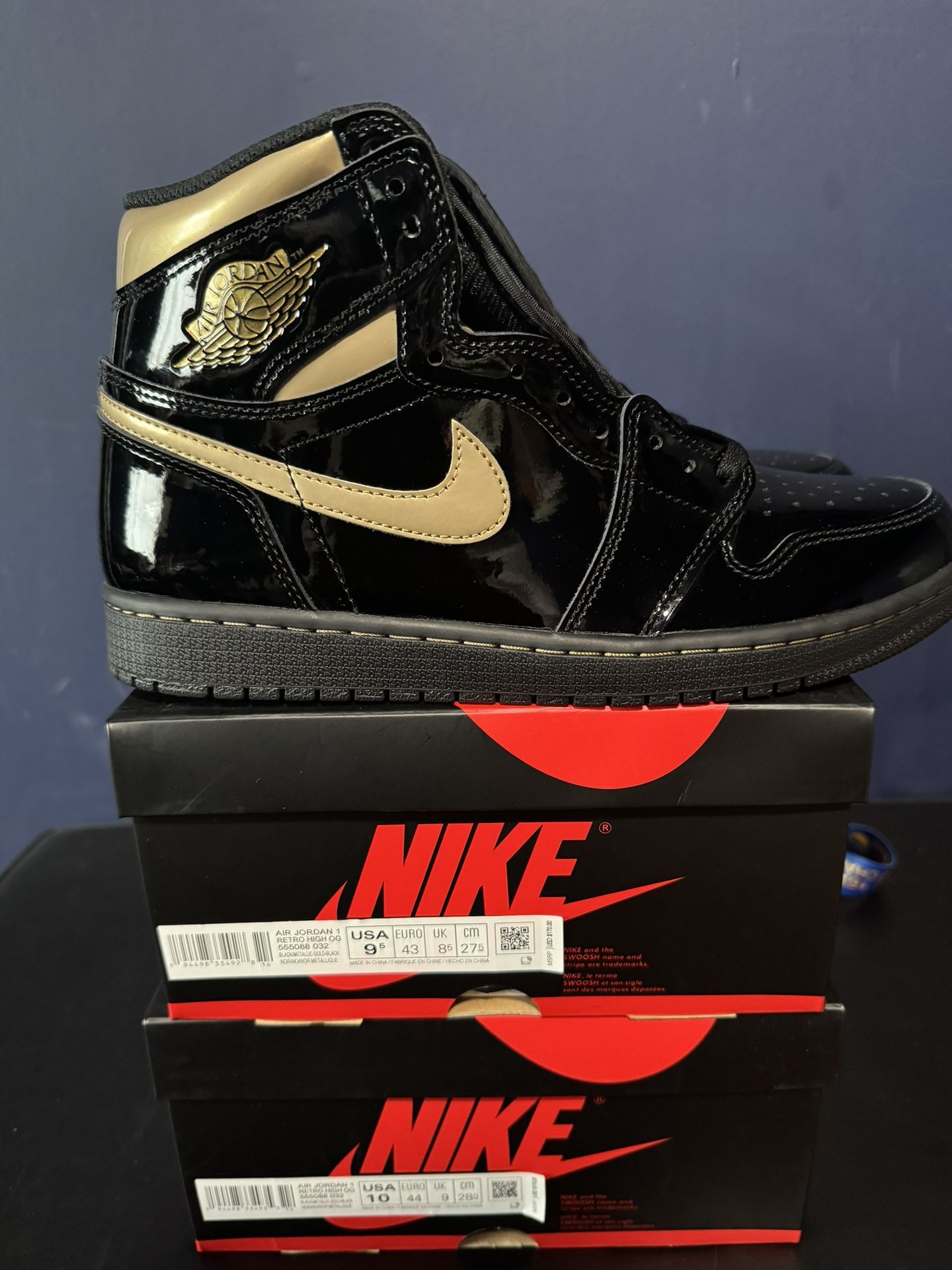 Jordan 1 High OG Black Gold sizes 9.5 & 10. New