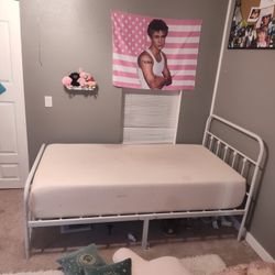Metal Frame Twin Bed With Mattress