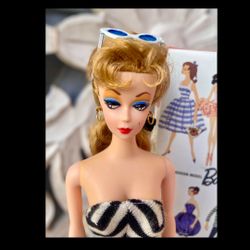 1993 Reproduction #1 Ponytail Barbie Doll w/ Opened Box & Accessories