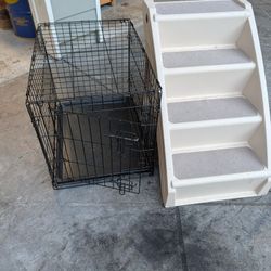24 Inch Like New Pet Crate & Pet Stairs.