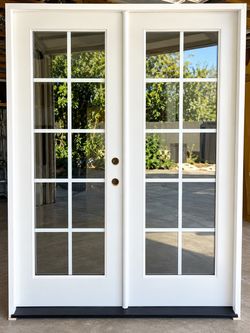 White French Double Door with Glass Panels