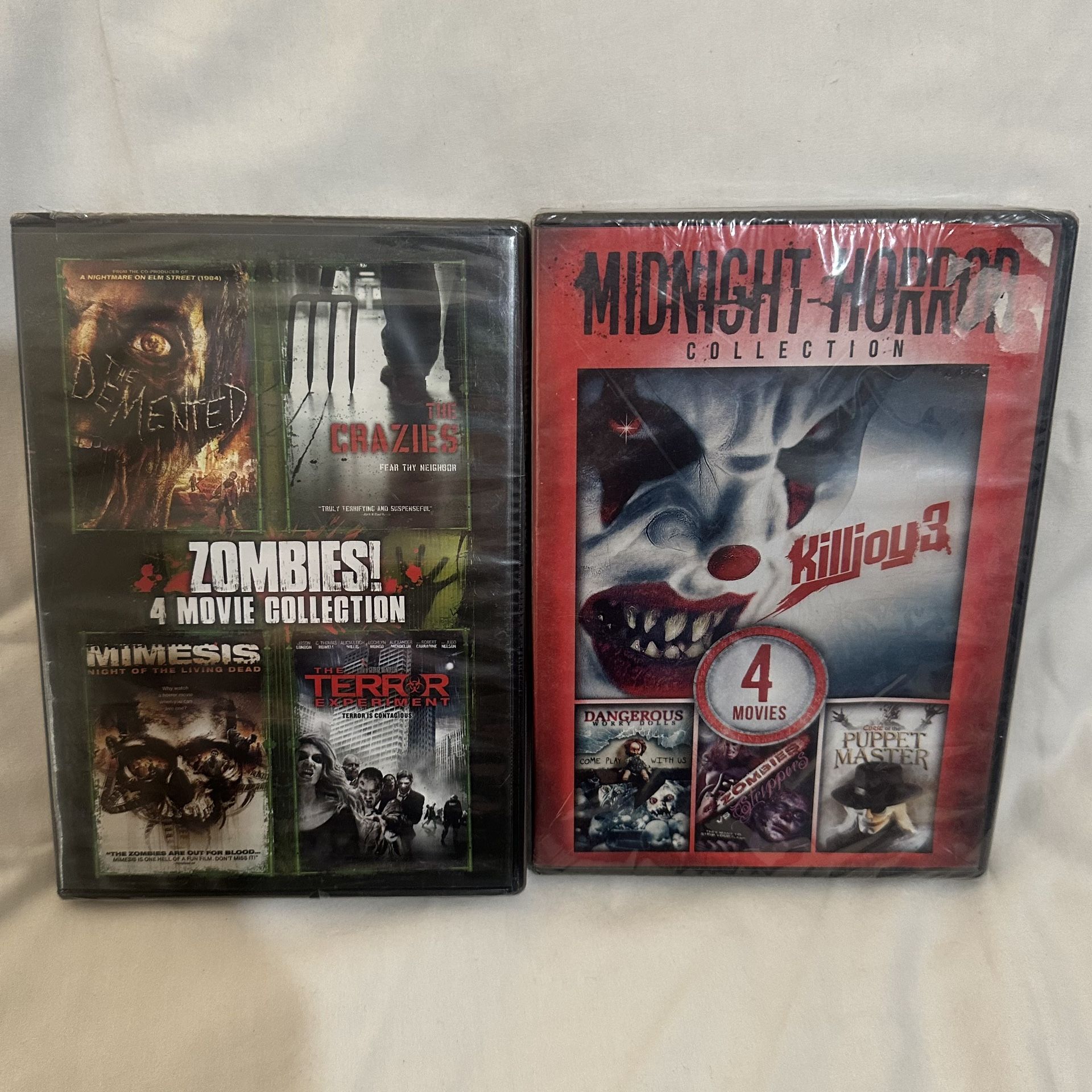 NEW-Factory Sealed- Horror Movie Compilations, 8 Moves on 2 Discs. Zombies, Killer Clowns & more. Rated R #obscure #horror #dvdcompilations #retro #sc