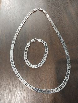 14k Gold Plate Marine Necklace And Bracelet