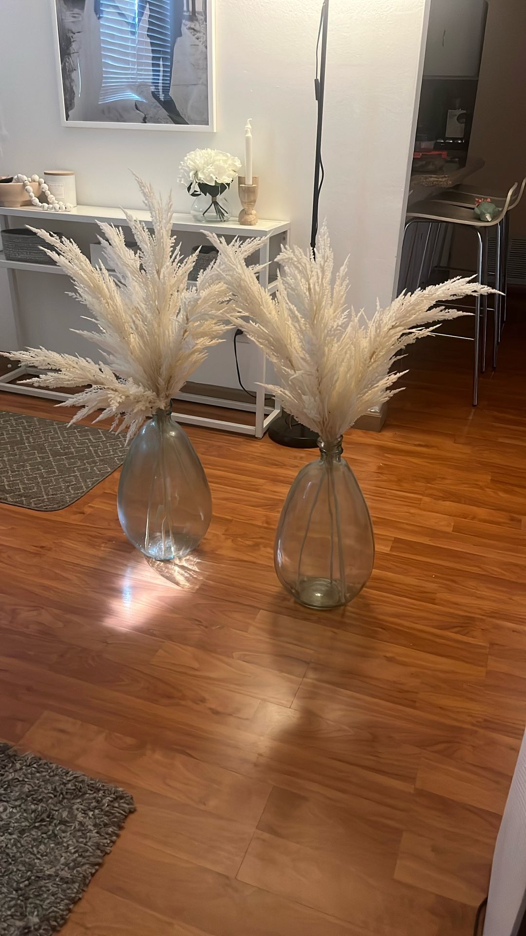 Faux Pampas With Vase