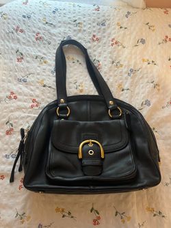 Vintage Coach Black Leather Dome Satchel