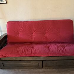 Clinchport Classic Red Futon With Storage 