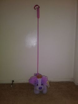 Purple Puppy Dog Toy Walking With Leash! 