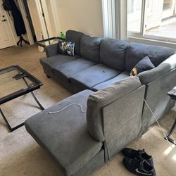 Small sectional Couch With End Table And Coffee Table 