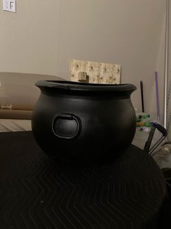 Large 22” Black Plastic Cauldron