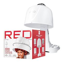 Red by Kiss 3000 Hood Dryer, Professional, Home & Salon, Ceramic Tourmaline, 4 Heat Settings, 1875 Wattage, Height Adjustable, Convenient Big Hood Siz