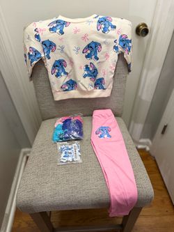 Stitch Print Crop Top and Leggings Set