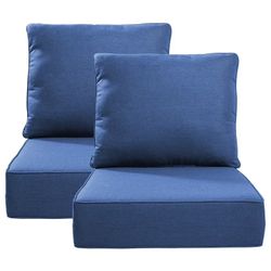 PARKWELL Outdoor 24" x 24" 4 Piece 6" Thicken Deep Seat Cushion Set,Water Repellent, Fade Resistant,Bottom and Back Cushion for Chair, Sofa, and Couch