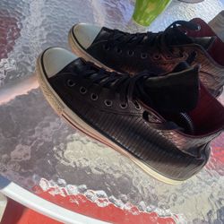 John Varvatos Converse, edition, black leather with some red highlights very little
