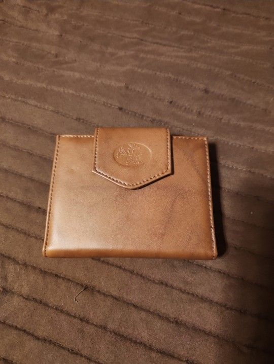 Vintage Buxton Floral Brown Cowhide Leather Women's Small Wallet Coin Purse