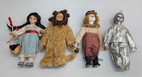 Wizard of Oz Porcelain Doll Set - Dorothy, Tin Man, Scarecrow & Lion
